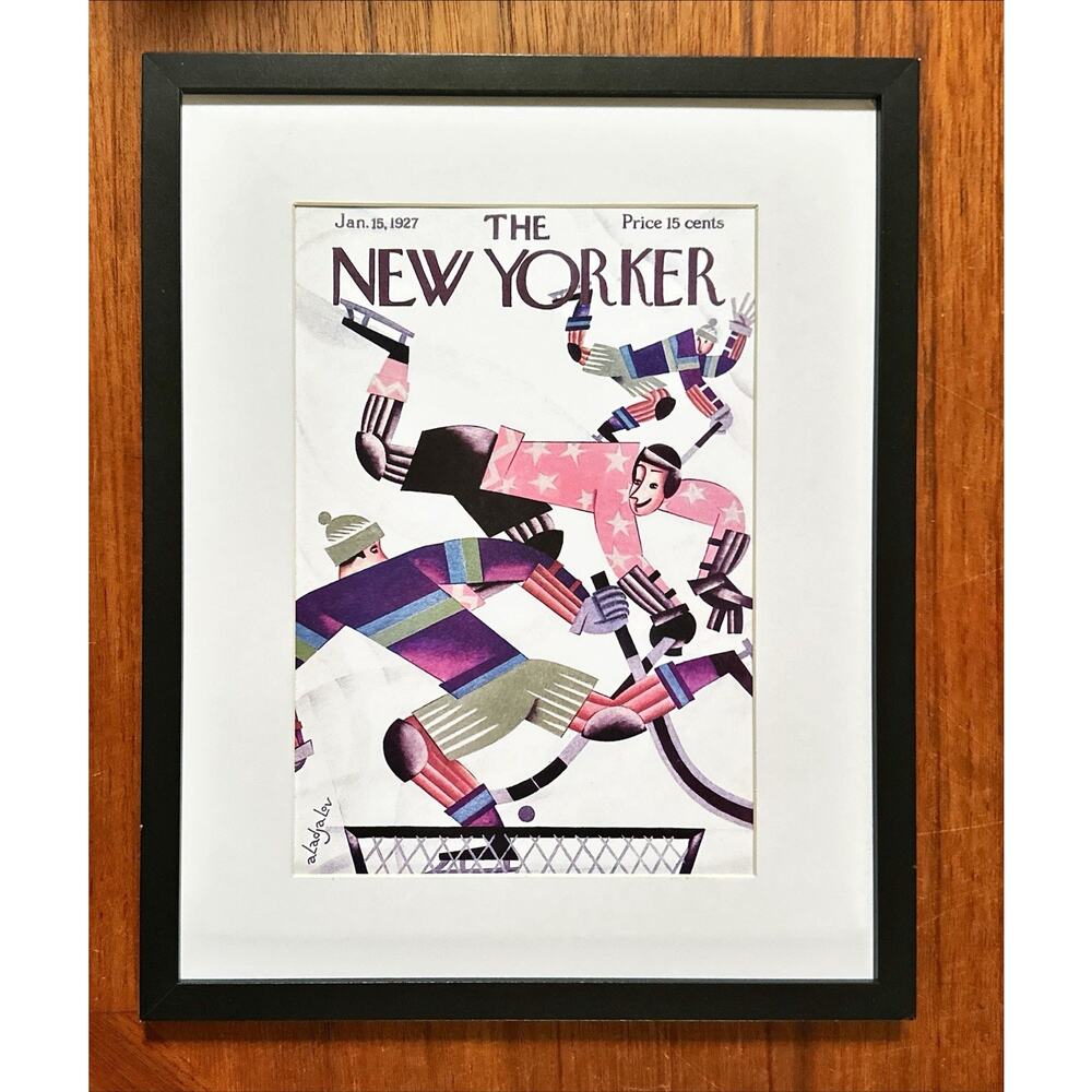 Framed 1927 The New Yorker Magazine January 15 Constantin Alajalov Hockey